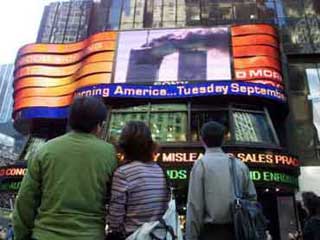Large outdoor LED screen in New York that belongs to ABC TV studio