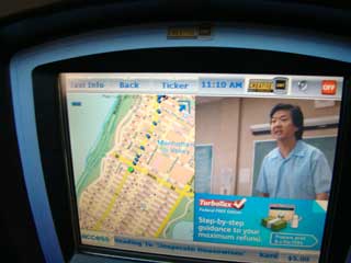 Touchpad advertizing screen in a New York taxi cab