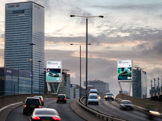 LED video screens “Two Towers East” operated by the advertising company Ocean Outdoor in London
