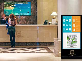 Digital Screens in Hotel Lobby